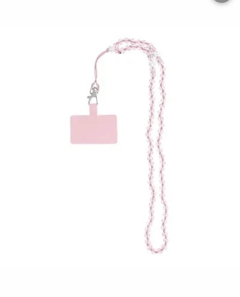 Cordon universel avec perles 74 cm (boucle poignet 37 cm) Rose