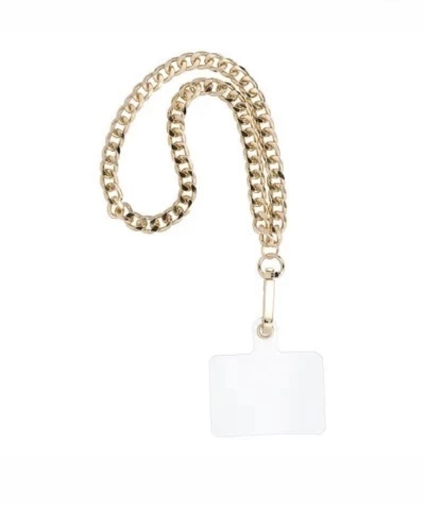 Cordon universel en chaine métallique type gourmette 40 cm (boucle poignet 20 cm) or