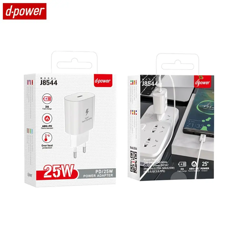 Chargeur secteur USB-C d-power 25W Blanc