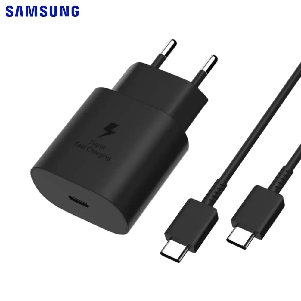 Chargeur Secteur USB-C Samsung 25W 3A avec câble USB-C Bulk Noir